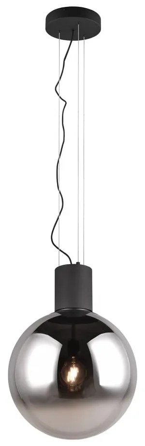 Čierne LED závesné svietidlo so skleneným tienidlom ø 50 cm Cipallone – CINQUE