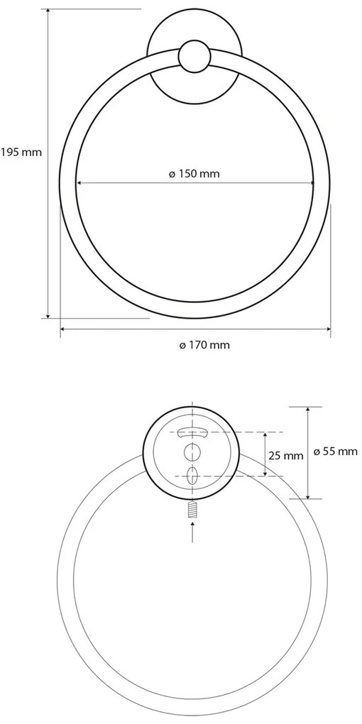 SAPHO XB402 X-Round Black držiak uterákov kruh, čierna