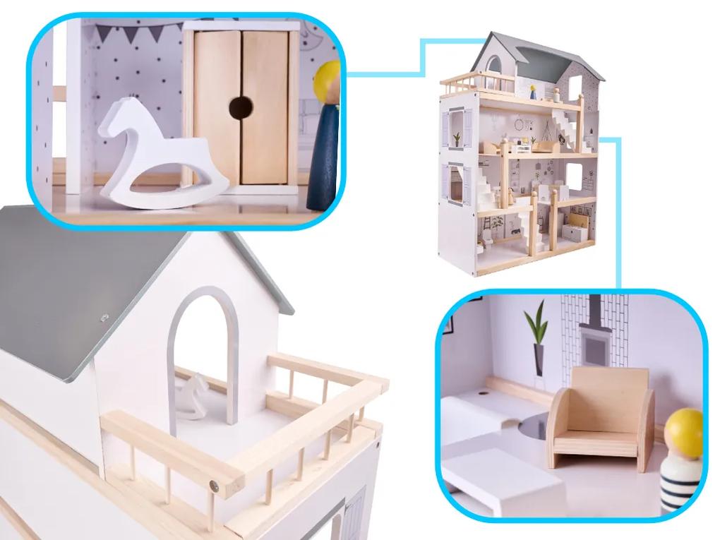 KIK Drevený domček pre bábiky + nábytok 80cm