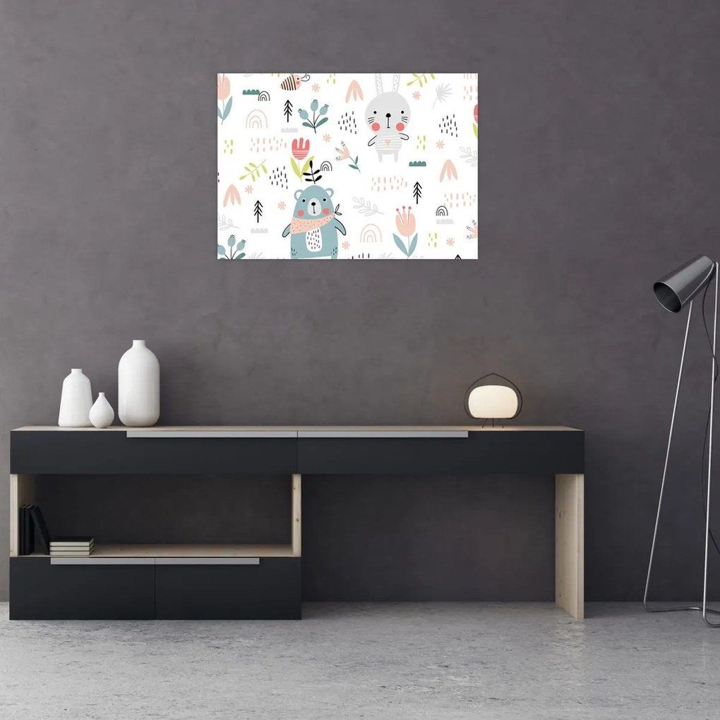 Obraz - Zvieratká na lúke (70x50 cm)