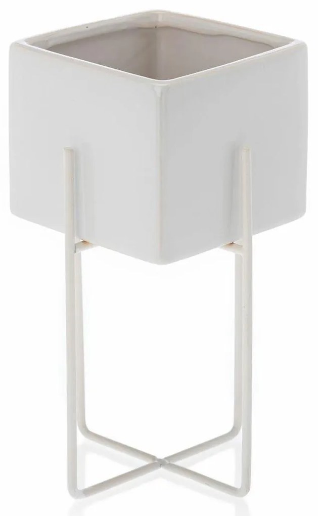 KERAMICKÝ KVETINÁČ SO STOJANOM MIZU 22X12 CM BIELA