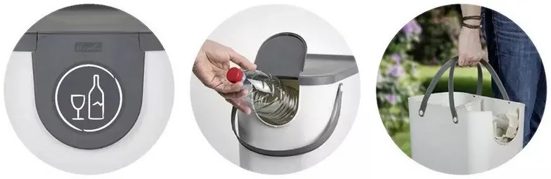 Odpadkový kôš stohovateľný, s nálepkami ALBULA, 25 l, biely/antracit