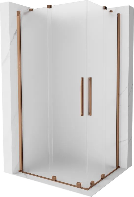 Mexen Velar Duo, sprchový kút s posuvnými dverami 90 x 80 cm, 8mm sklo námraza, ružové zlato, 871-090-080-32-60