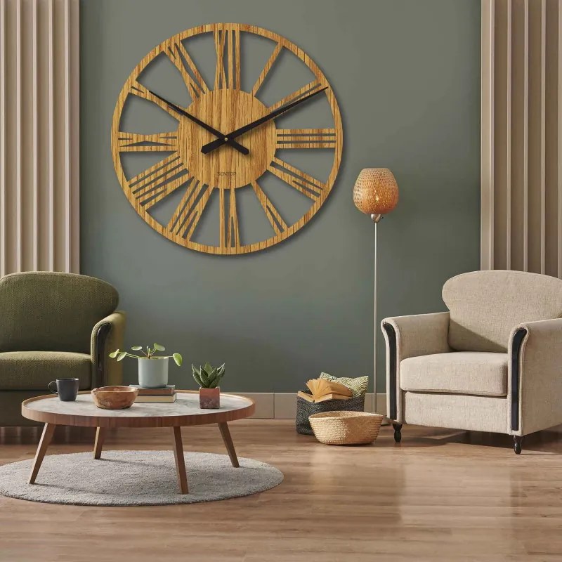 Veľké rímske nástenné hodiny 80 cm – dizajnové hodiny z HDF | SENTOP HDFK027