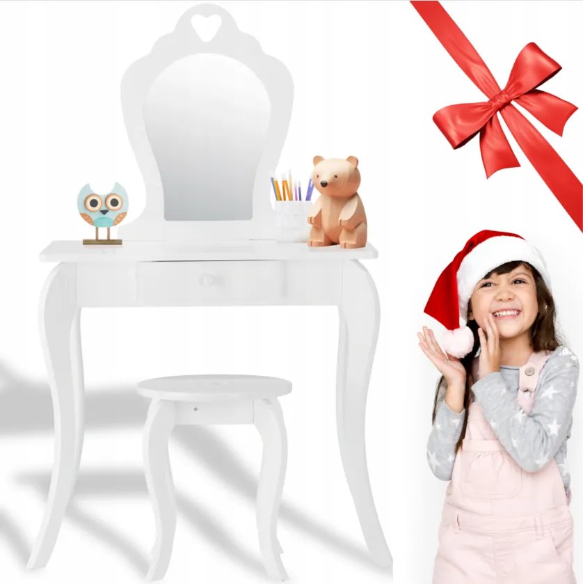 Detský toaletný stolík na maľovanie v bielej farbe