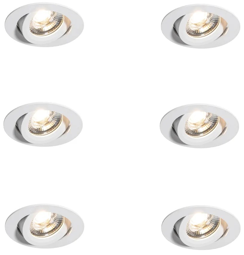 Set van 6 moderne inbouwspots wit 8,2cm incl. LED IP54 ultra slim - Pupil