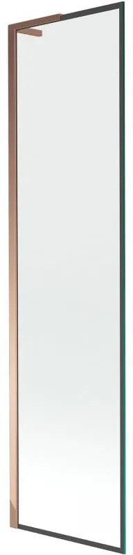 Mexen Next L, 1-krídlová vaňová zástena 50 x 150 cm, 6mm číre sklo-čierny vzor, ružové zlato profil, 895-050-000-03-70-60