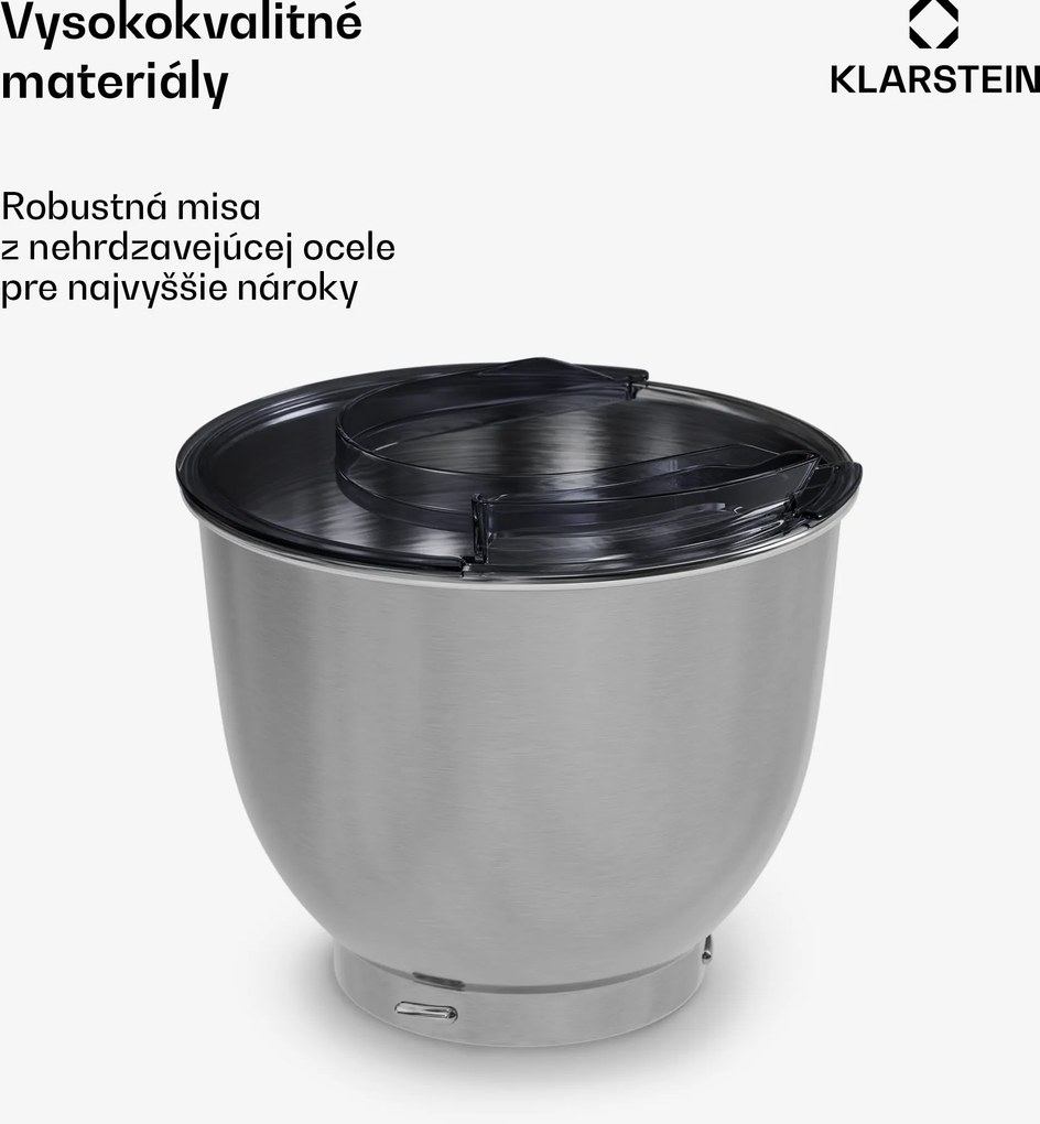 Klarstein Bella Evo/Bella Pico misa na miešanie | nehrdzavejúca oceľ | 5 litrov | 0,6 kg cesta | vhodná do umývačky riadu