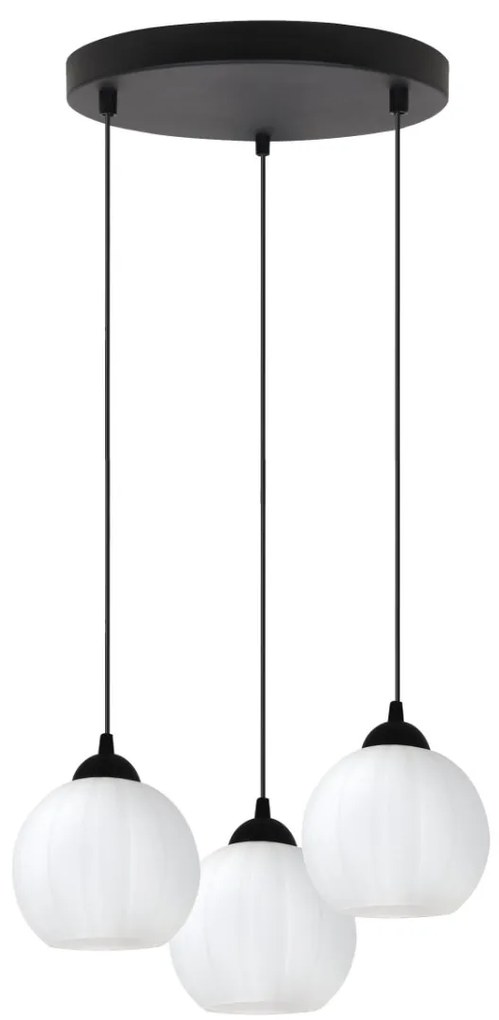 Závesné svietidlo Costa, 3x biele sklenené tienidlo, b, o