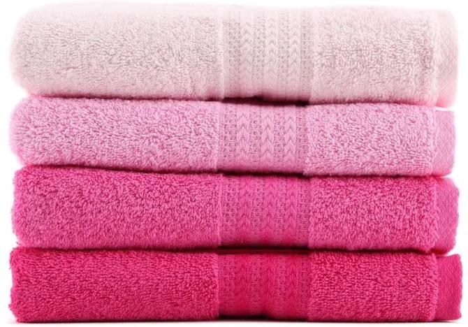 Súprava 4 ružových bavlnených uterákov Rainbow, 50 x 90 cm