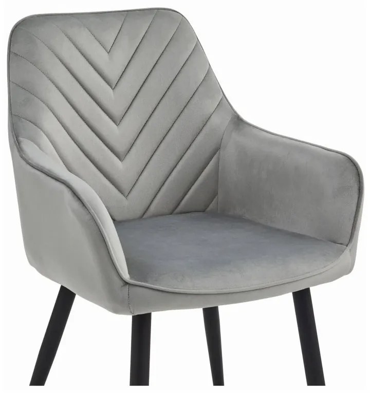 Kreslo NANA - strieborný sivý zamat / čierne nohy