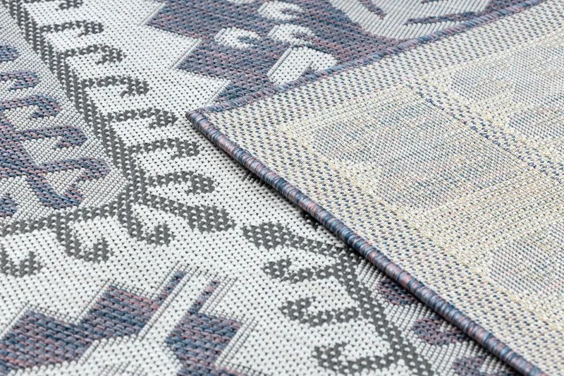 Dywany Łuszczów, Kusový koberec Sion Sisal Aztec 3007 blue/pink/ecru – na von aj na doma, 160x220, modrá, chodba / predsieň