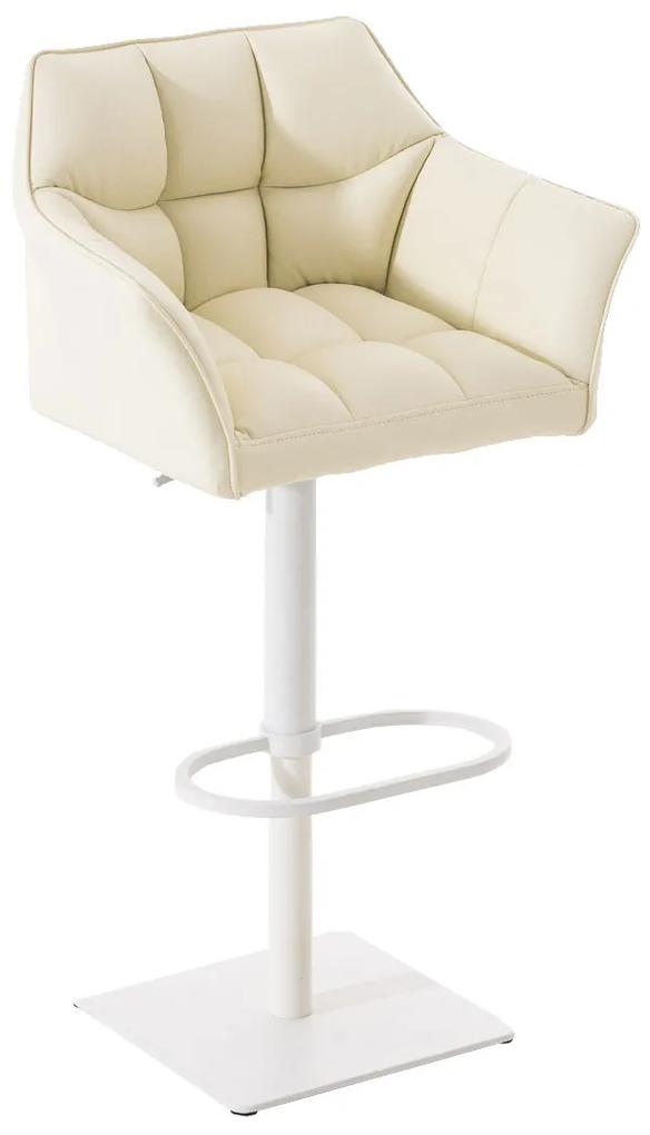 Barová stolička Damas W1 ~ koženka, biely rám - Krémová