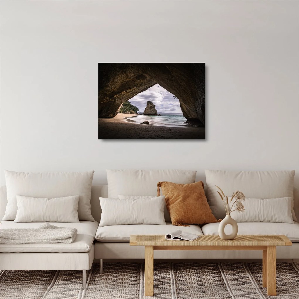 Sklenený obraz z jaskyne, Nový Zéland (70x50 cm)
