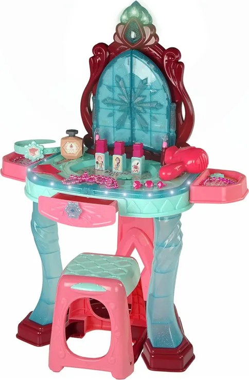 LEAN Toys Kozmetická súprava Toaleta so zrkadlom Svetlo Zvuk Šperky Tmavo ružová