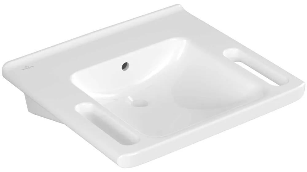 VILLEROY &amp; BOCH ViCare závesné umývadlo bez otvoru, s prepadom, 600 x 550 mm, biela alpská, s povrchom CeramicPlus, 4A6862R1