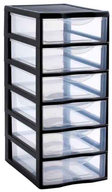 Úložný box so 6 zásuvkami, antracitová farba, OFFICEMIX