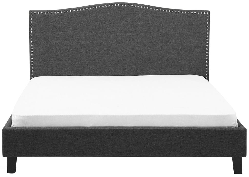 Čalúnená posteľ s bielym LED osvetlením 160 x 200 cm sivá MONTPELLIER Beliani