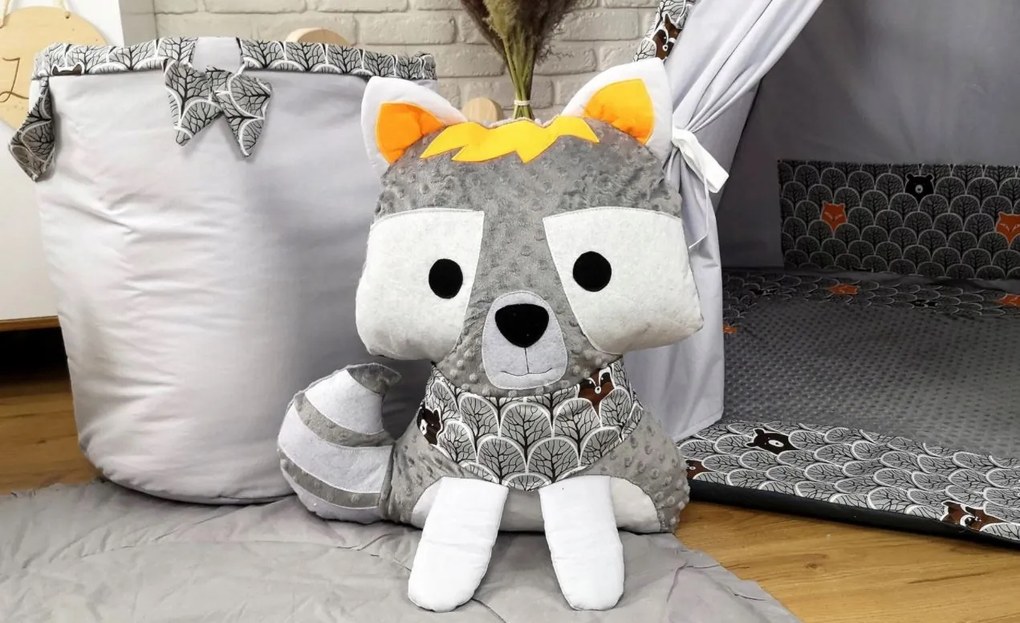 Detský stan TEEPEE (TÍPÍ) LUXURY s doplnkami - ZVIERACIA PARTIČKA - sivý