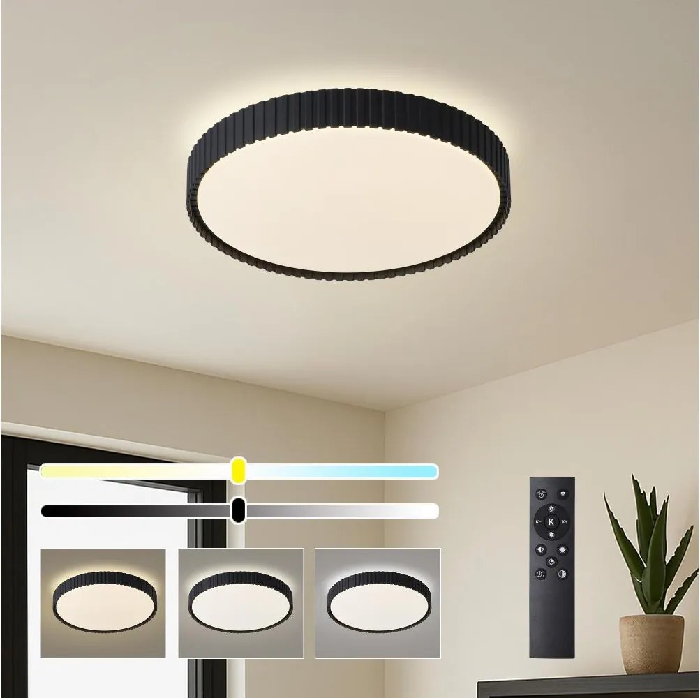 Brilagi - LED stmievateľné stropné svietidlo CORVO LED/54W/230V 3000-6000K čierne, priemer 40 cm + diaľkové ovládanie