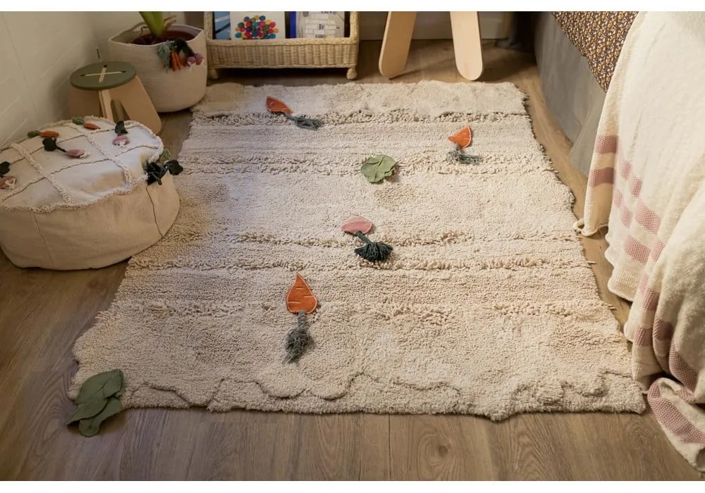 Krémový látkový detský kôš na hračky ø 30x23 cm Veggies – Lorena Canals