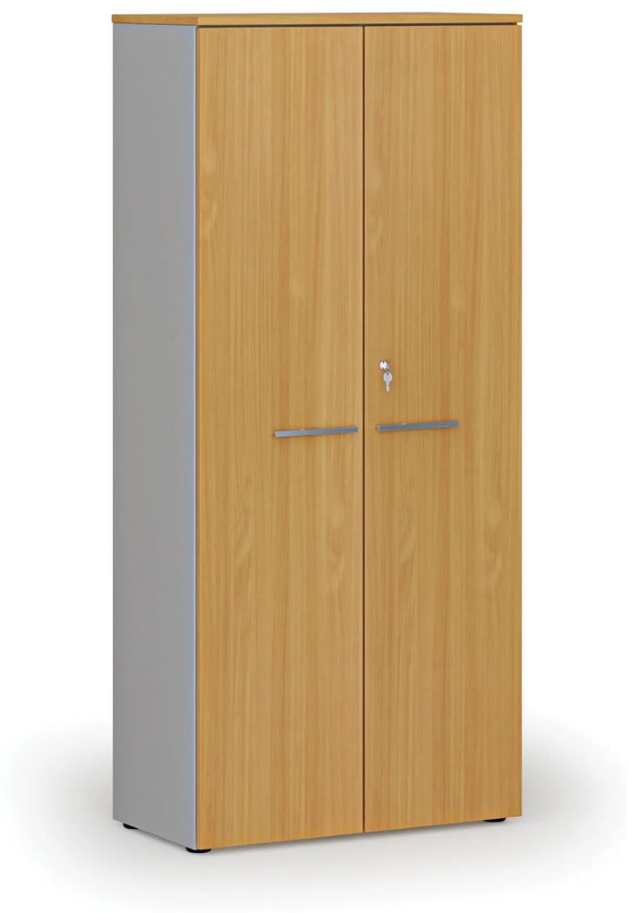 Kancelárska skriňa s dverami PRIMO GRAY, 1781 x 800 x 420 mm, sivá/buk