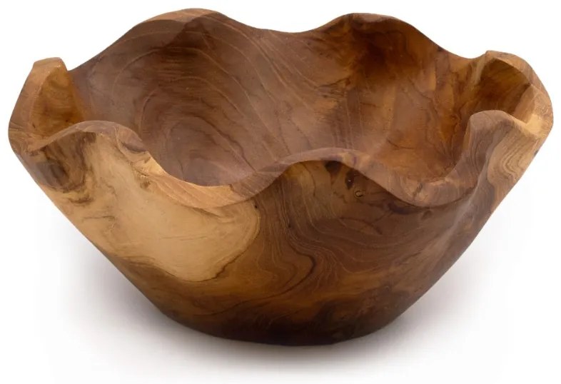 Stredná Hladká Miska na Ovocie z Teakového Dreva - 21x9cm