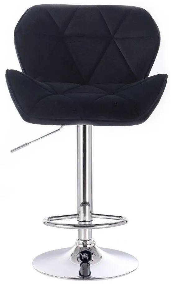 LuxuryForm Barová stolička MILANO VELUR na striebornom tanieri - čierna