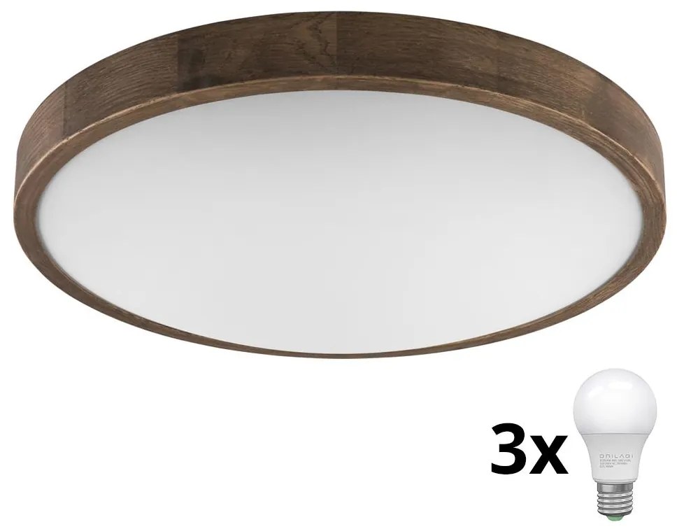 Brilagi - LED Stropné svietidlo CARVALHO SLIM 3xE27/60W/230V dub orech pr. 47 cm BG0856