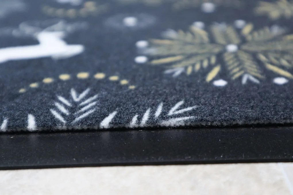 Mercury Flooring, Rohožka vianočná Snehové vločky so sobmi, 40x60, viacfarebná