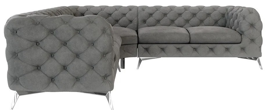 Sivá zamatová rohová pohovka Chelsea – Ropez