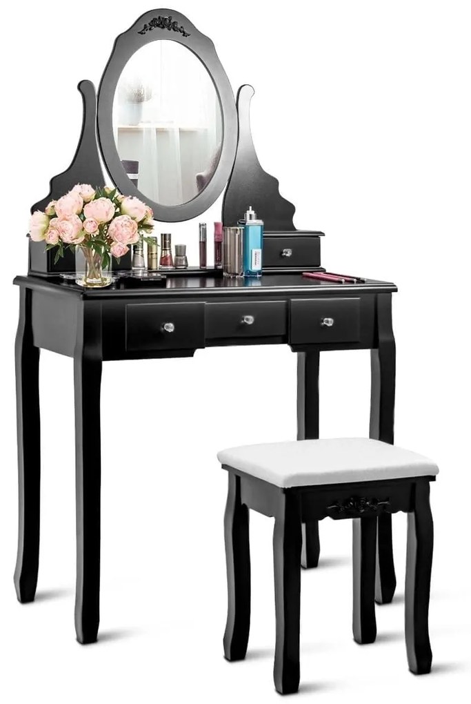 Costway Toaletný stolík Elizabeth Charlotte - čierny