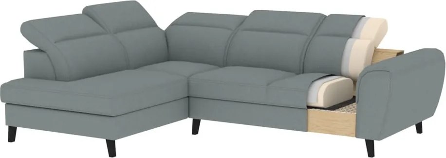 Svetlohnedá zamatová rozkladacia/s úložným priestorom rohová pohovka (ľavý roh/do L) Noble – ELTAP