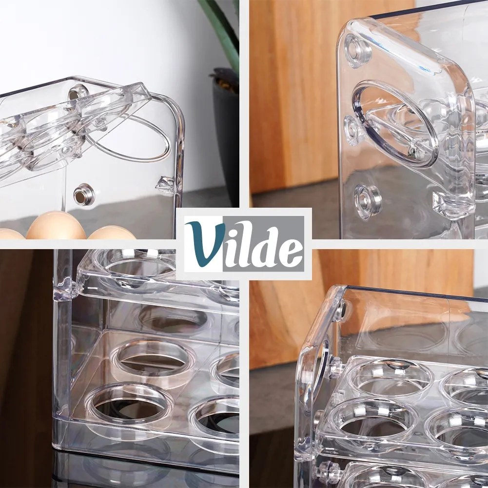 VILDE Box na vajíčka, do dverí chladničky, 3 poschodia, na 36 vajec - transparentný