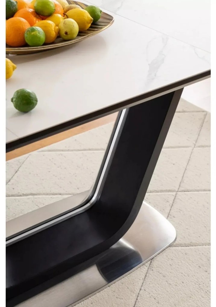 Rozkladací jedálenský stôl Armani 160/220 cm biely/čierny