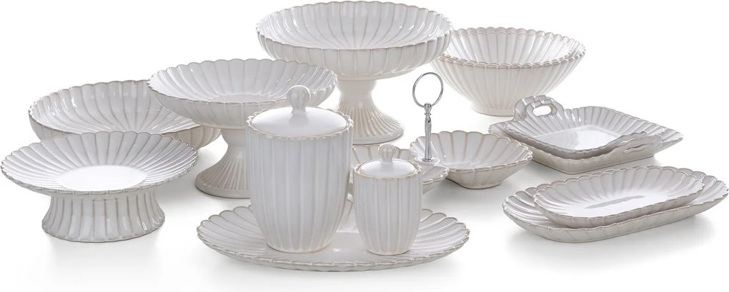 DEKORAČNÉ KERAMICKÉ MISKY AVRIL 29X16X4 CM KRÉMOVÁ