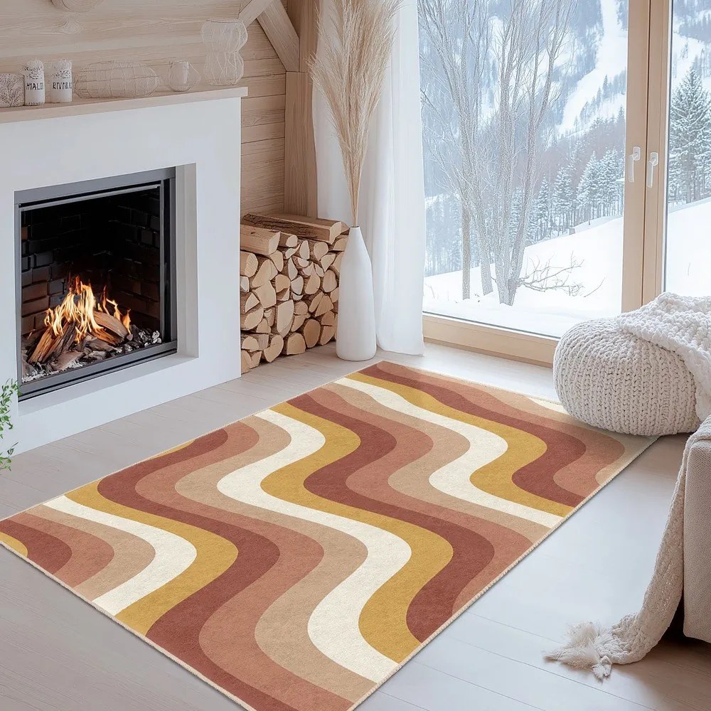 Okrovožltý/staroružový prateľný behúň 80x200 cm Creamy Strawberry Swirl – Mila Home