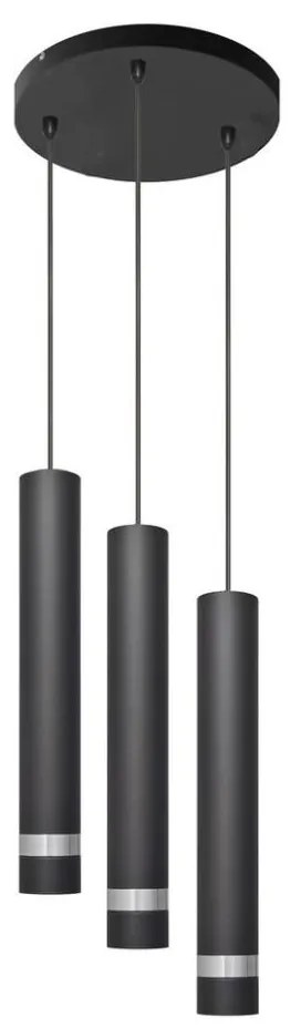 LED Luster na lanku TUBA 3xGU10/4,8W/230V čierna/chróm