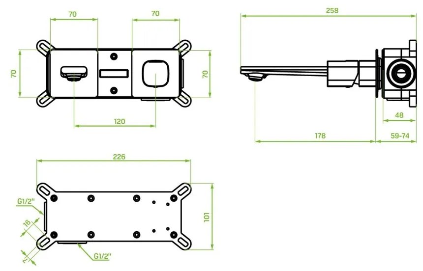 Laveo Tores, umývadlová batéria pod omietku, grafitová, LAV-BVT_922P