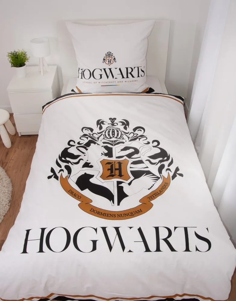 Herding Obliečky Harry Potter Hogwarts so zlatou potlačou 140x200/70x90cm