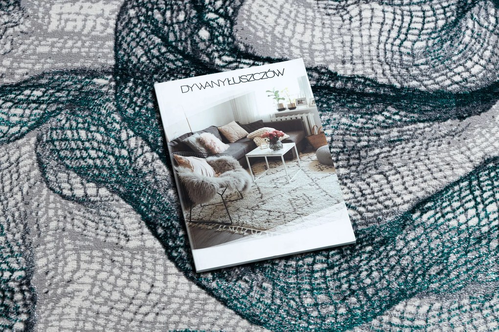 Moderný koberec DE LUXE 621 Sieť - Štrukturálny sivý / verde