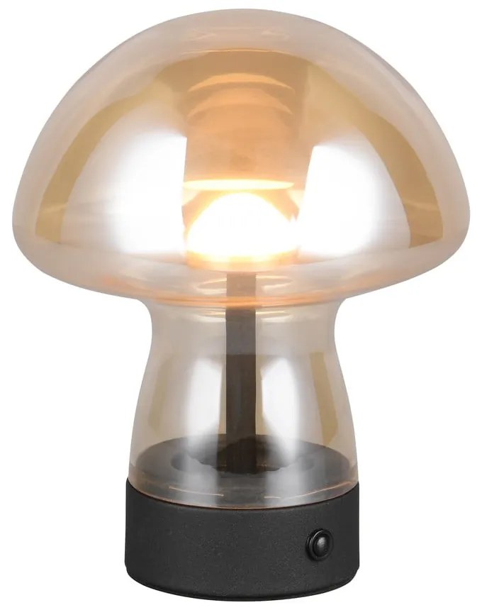 Jantárová LED stolová lampa so skleneným tienidlom (výška 18 cm) Dooley – Reality