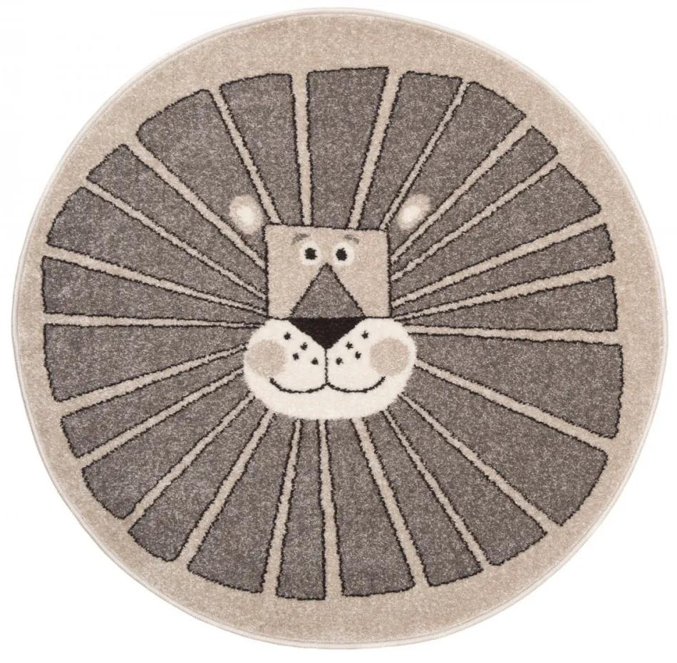 Detský kusový koberec Lev béžový kruh, Velikosti 100x100cm