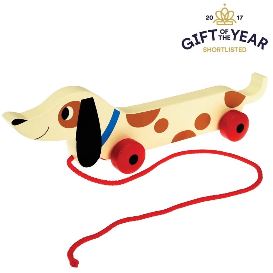 Drevený ťahací jazvečík Rex London Charlie The Sausage Dog, dĺžka 31,5 cm