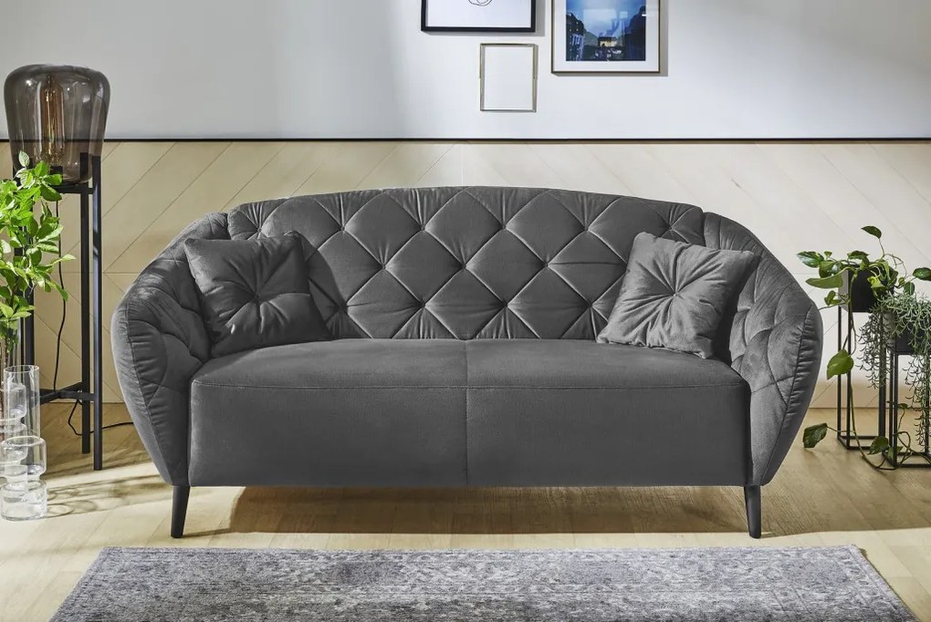 Pohovka s prešitím Leeds, šedá zamatová látka