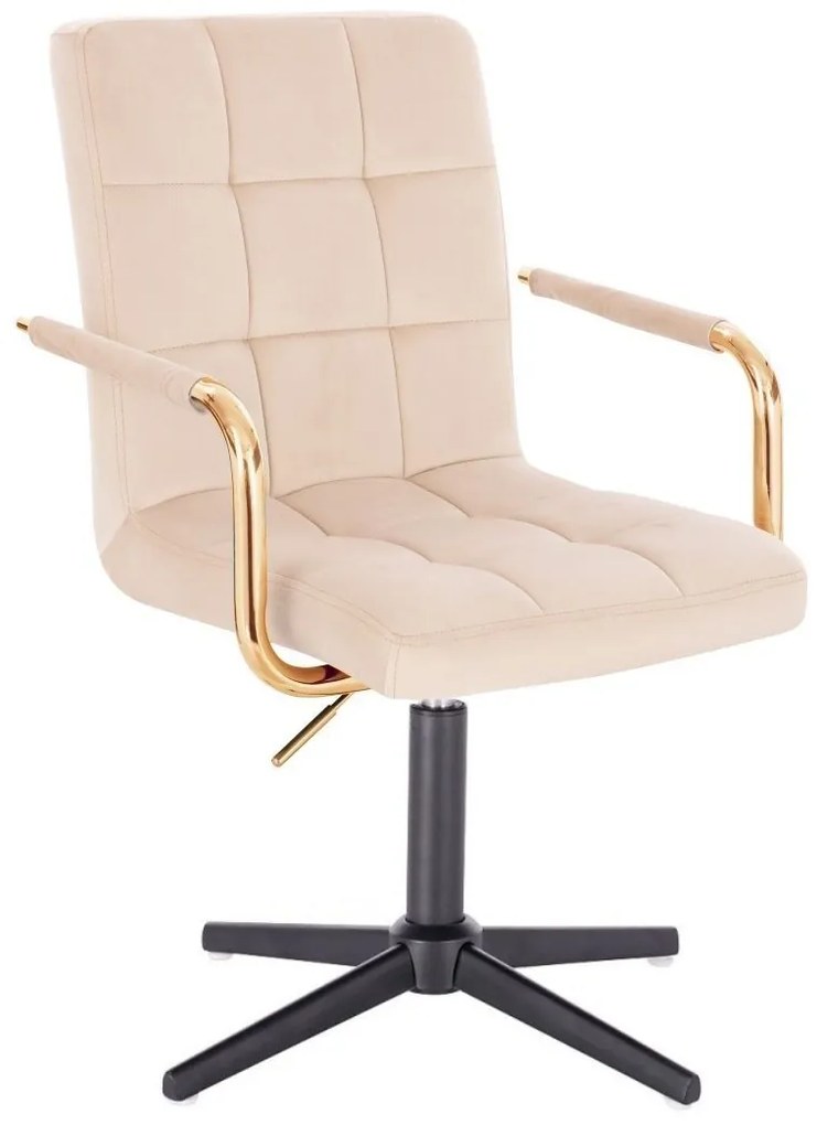 LuxuryForm DESIGN Otočná stolička VERONA GOLD VELUR na čiernom kríži - krémová