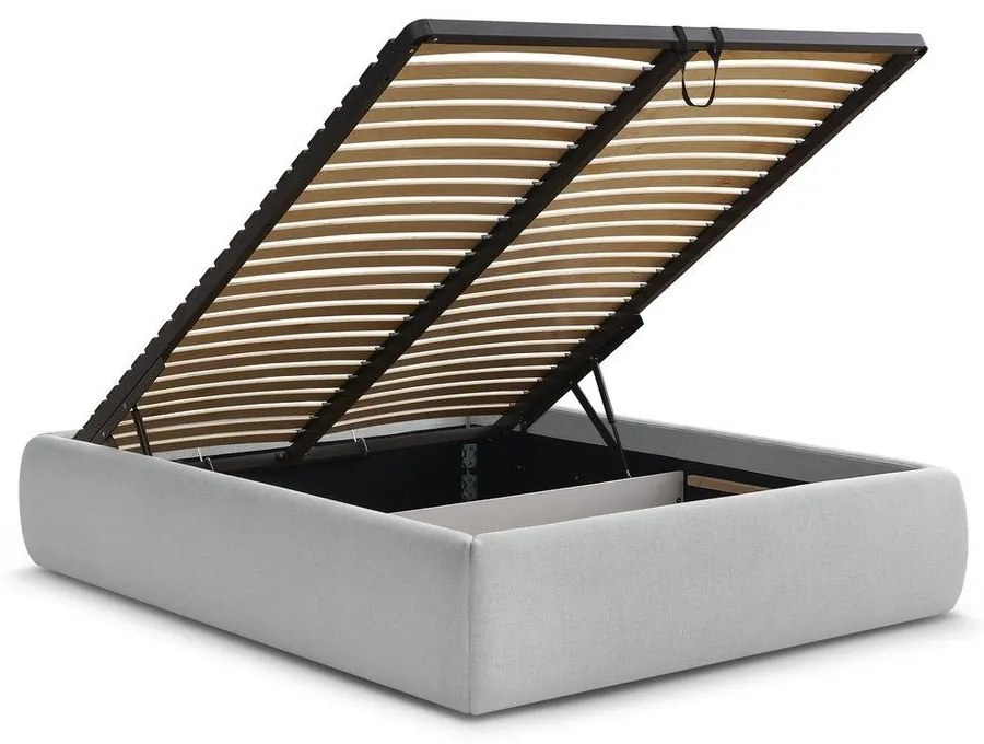 Svetlosivá čalúnená dvojlôžková posteľ s úložným priestorom/bez čela s roštom 160x200 cm Inera – Bobochic Paris