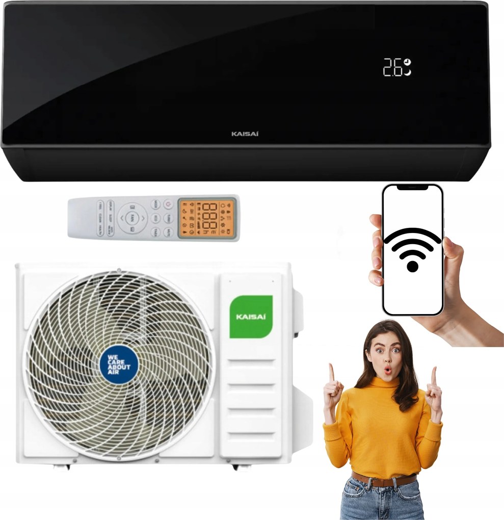 Nástenný klimatizátor s Wifi Kaisai Pro Heat+ 3,5 kW Čierny Ohrev Eev Hepa
