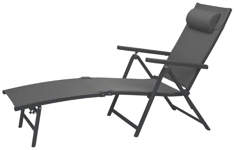 Livarno home Hliníkové ležadlo Houston s opierkami rúk, sivé (100386242)