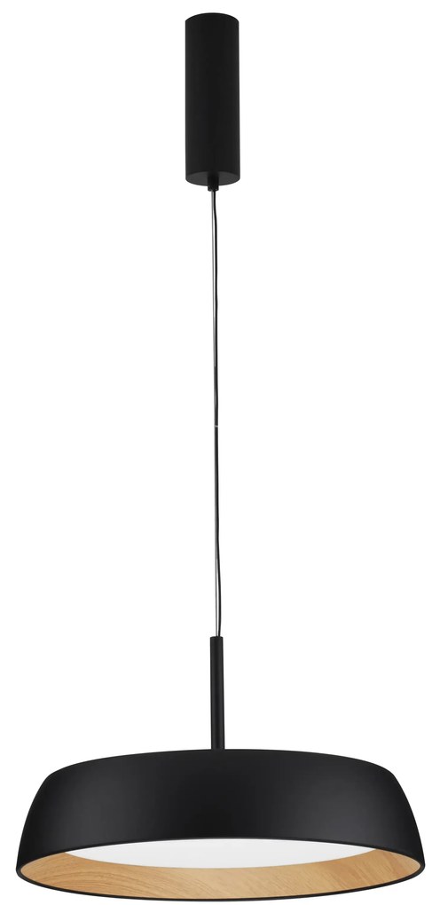 LED stmievateľný čierno-drevený dizajnový luster Sigi